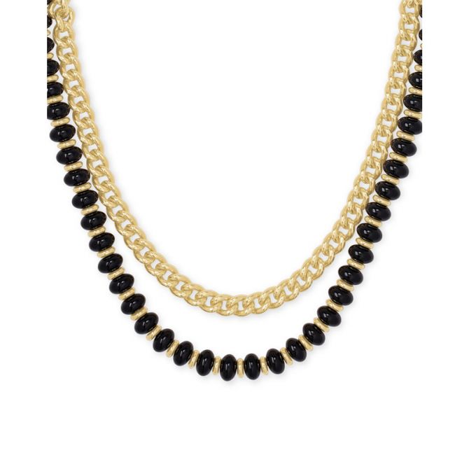 Kendra Scott Rebecca Gold Tone Multi Strand Necklace in Black Agate