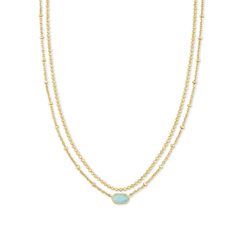 Kendra Scott Emilie Gold Tone Multi Strand Necklace in Blue Magnesite