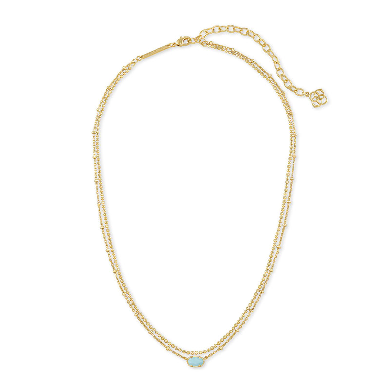 Kendra Scott Emilie Gold Tone Multi Strand Necklace in Blue Magnesite