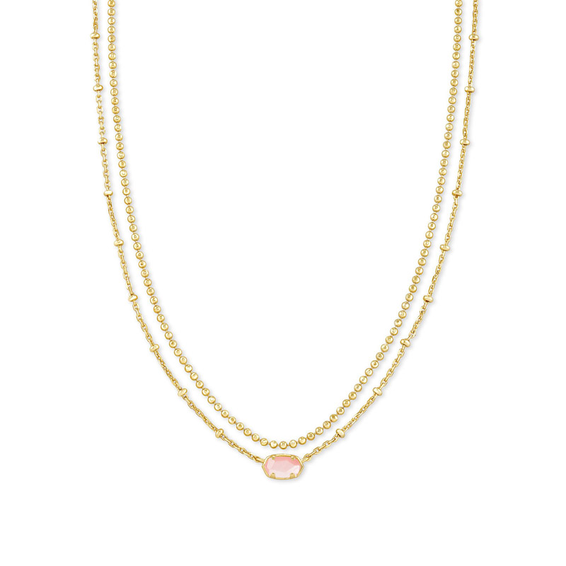 Kendra Scott Emilie Gold Tone Multi Strand Necklace in Rose Mother of Pearl
