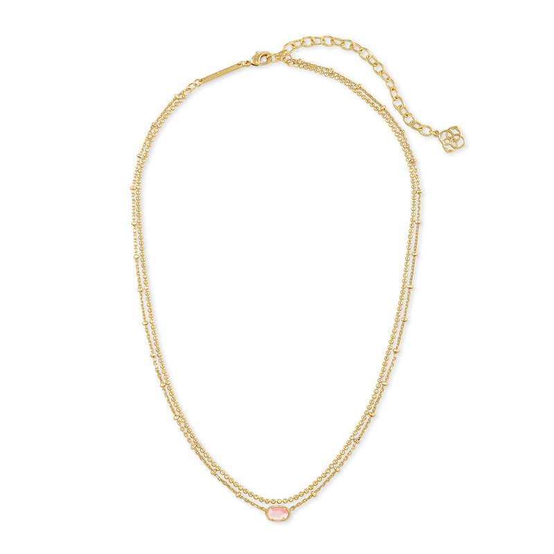 Kendra Scott Emilie Gold Tone Multi Strand Necklace in Rose Mother of Pearl