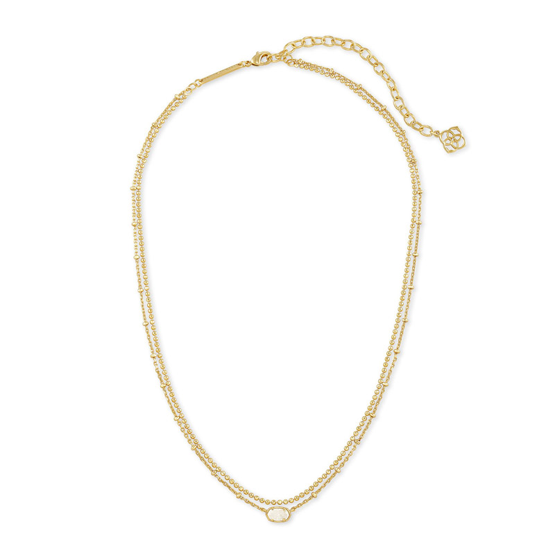 Kendra Scott Emilie Gold Tone Multi Strand Necklace in Iridescent Drusy