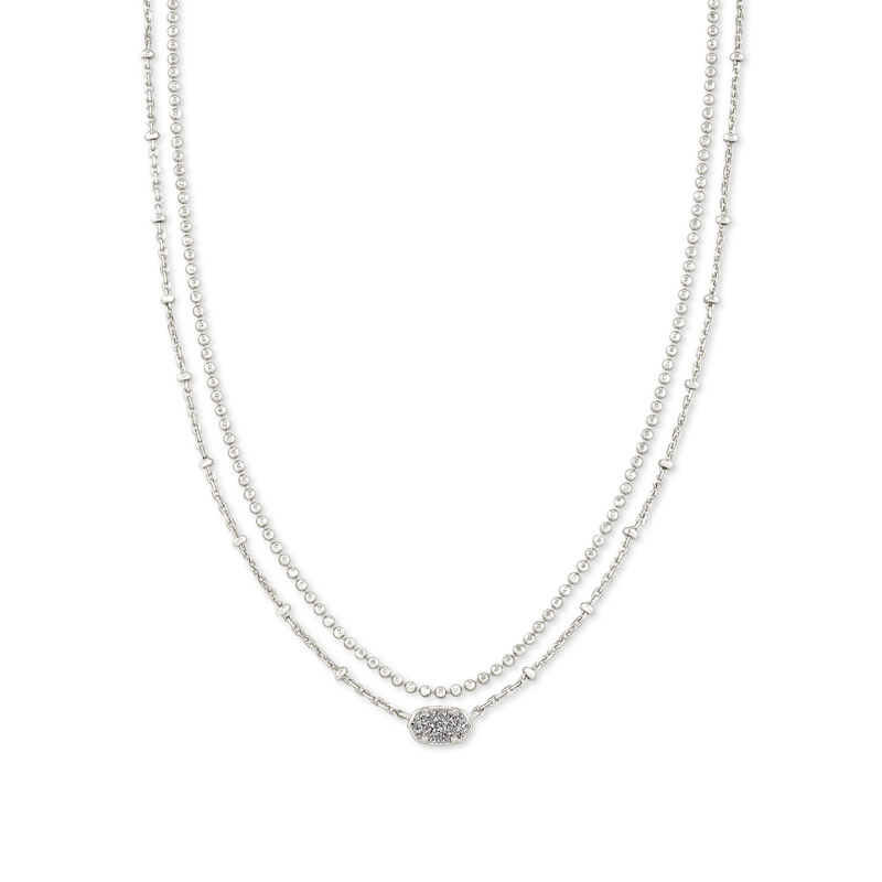 Kendra Scott Emilie Silver Multi Strand Necklace in Platinum Drusy