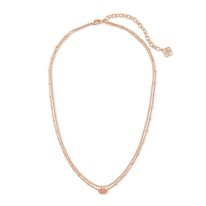 Kendra Scott Emilie Rose Gold Tone Multi Strand Necklace in Sand Drusy