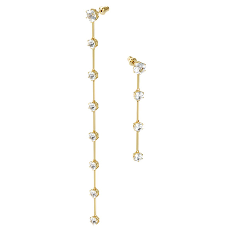 Swarovski Constella Asymmetric Earrings, White and Gold Tone