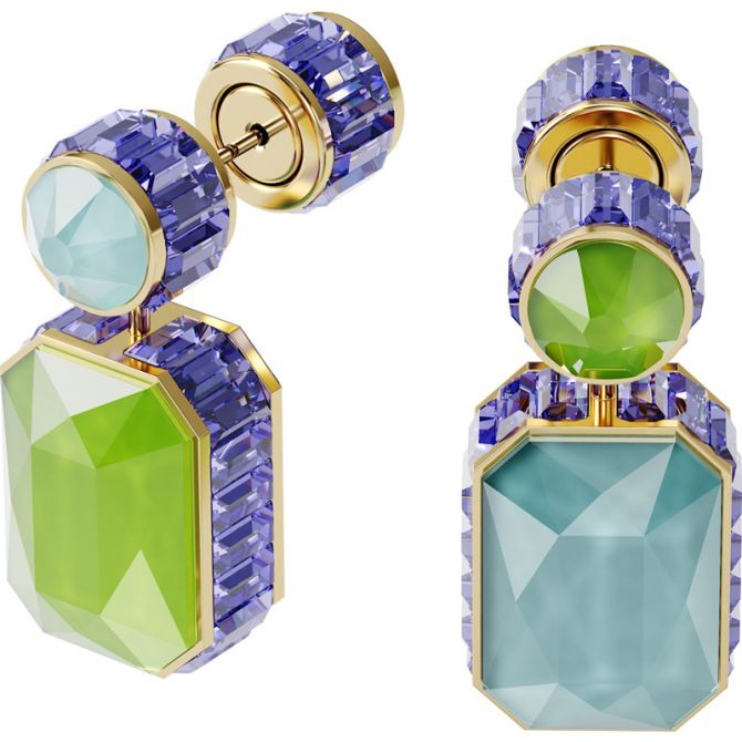 Swarovski Orbita Octagonal and Oval Green and Blue Earrings