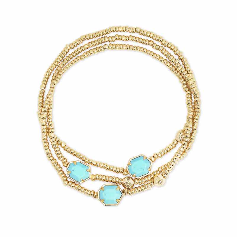 Kendra Scott Tomon Gold Tone Stretch Bracelet in Light Blue Magnesite