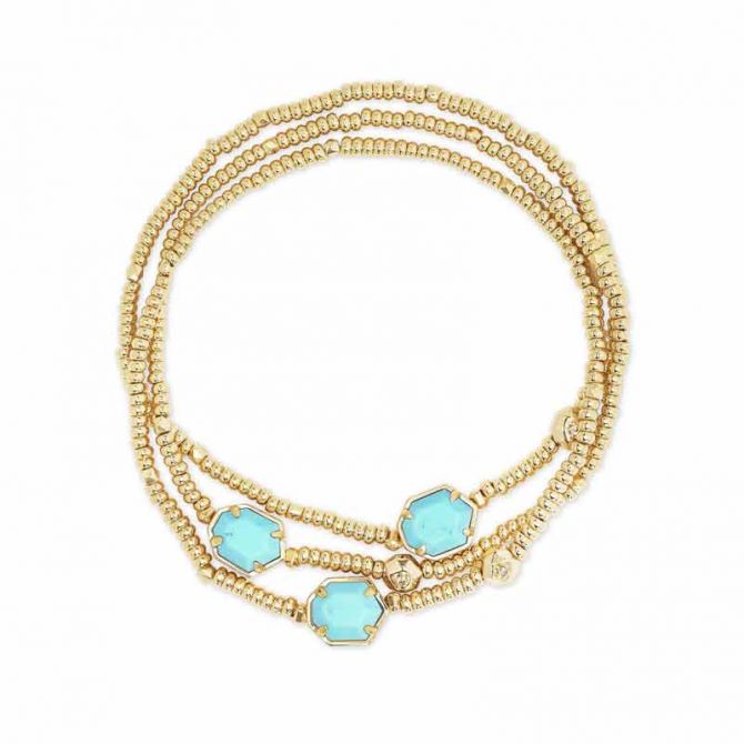 Kendra Scott Tomon Gold Tone Stretch Bracelet in Light Blue Magnesite