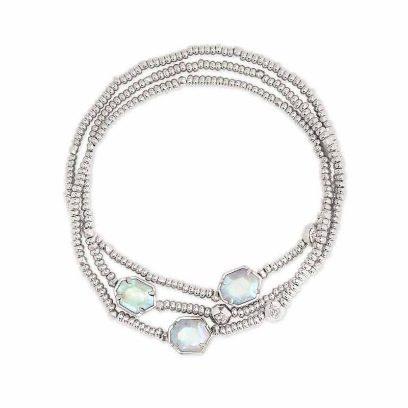 Kendra Scott Tomon Silver Tone Stretch Bracelet in Iridescent Abalone