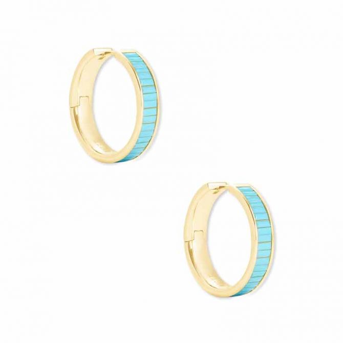 Kendra Scott Jack Gold Tone Hoop Earrings in Turquoise Crystal