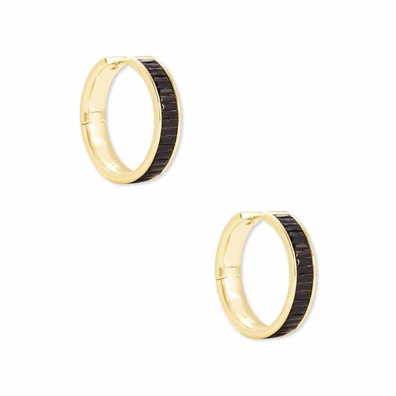 Kendra Scott Jack Gold Tone Hoop Earrings in Black Spinel