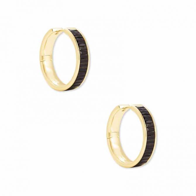Kendra Scott Jack Gold Tone Hoop Earrings in Black Spinel