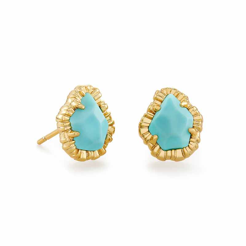 Kendra Scott Tessa Gold Tone Small Stud Earrings in Light Blue Magnesite