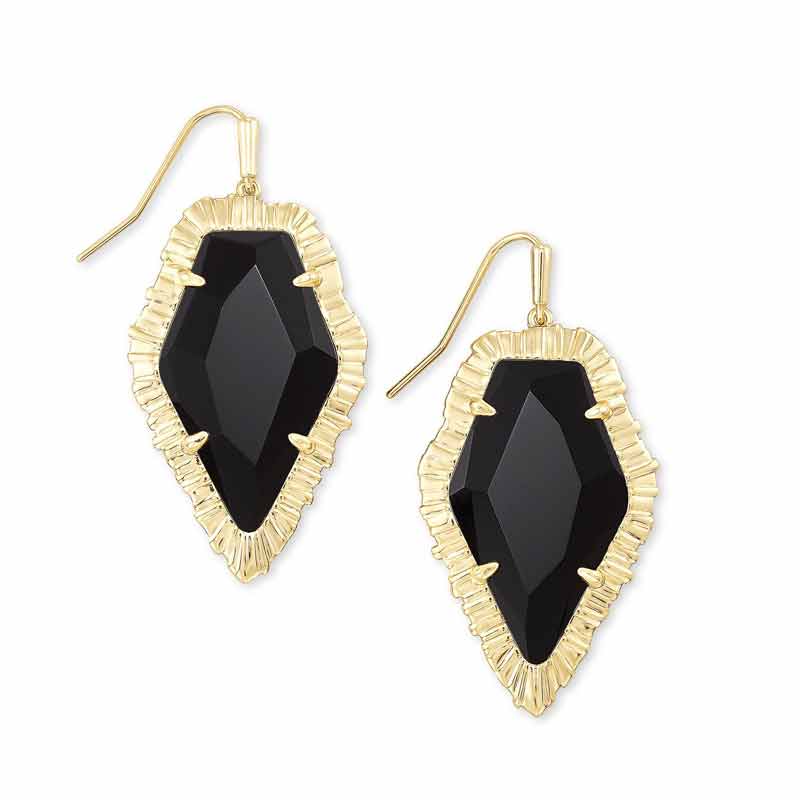 Kendra Scott Tessa Gold Tone Drop Earrings in Black Obsidian | Borsheims