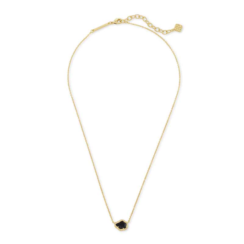 Kendra Scott Tessa Gold Tone Pendant Necklace in Black Obsidian