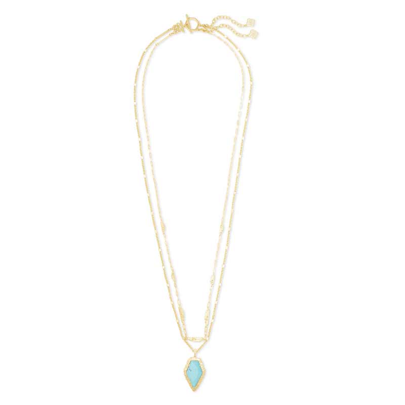 Kendra Scott Tessa Gold Tone Multi Strand Necklace in Light Blue Magnesite