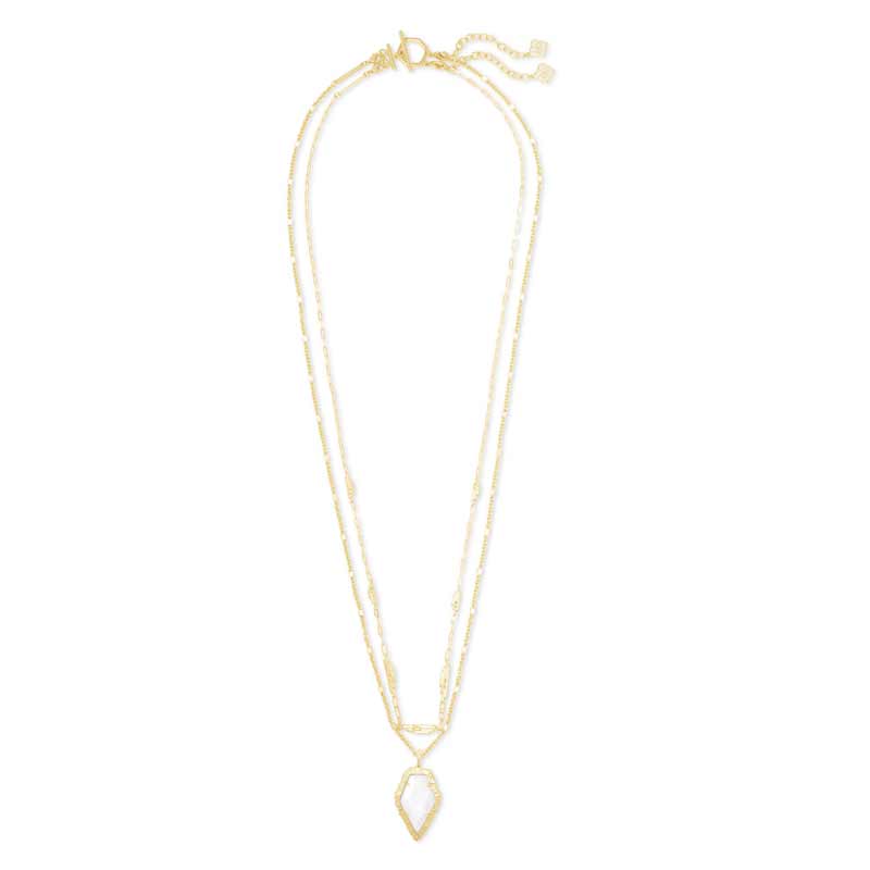 Kendra Scott Tessa Gold Tone Multi Strand Necklace in White Mussel