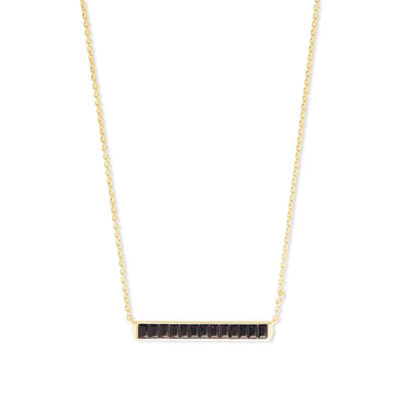 Kendra Scott Jack Gold Tone Pendant Necklace in Black Spinel