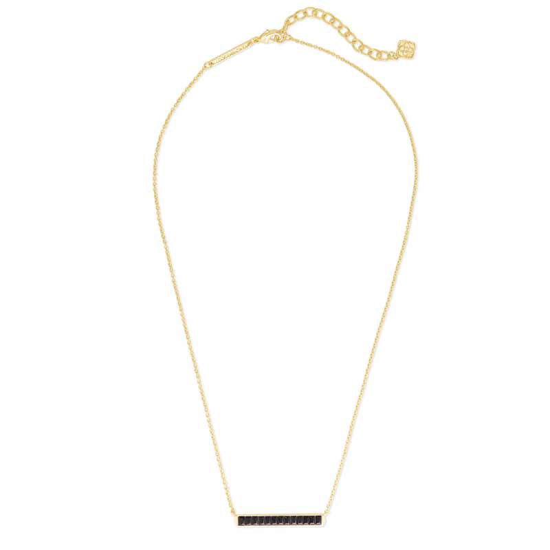 Kendra Scott Jack Gold Tone Pendant Necklace in Black Spinel
