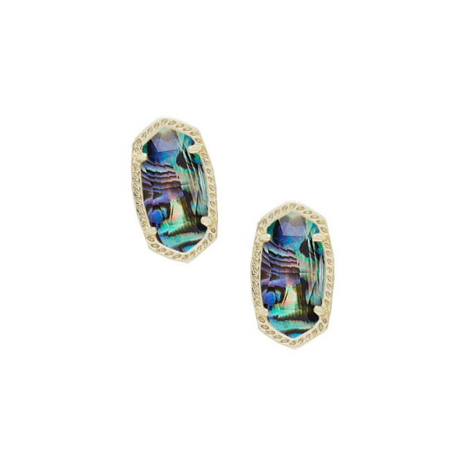 Kendra Scott Gold Tone Ellie Earrings in Abalone Shell