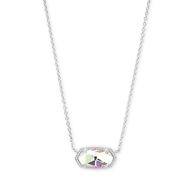 Kendra Scott Elisa Silver Tone Pendant Necklace in Dichroic Glass