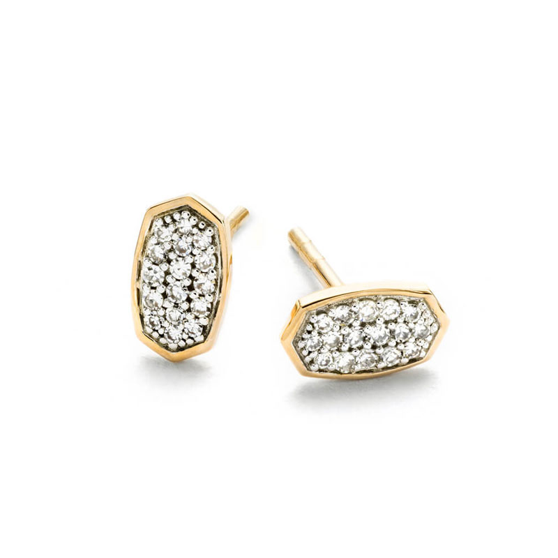 Kendra Scott Marisa Stud Earrings in White Diamond and 14K Yellow Gold