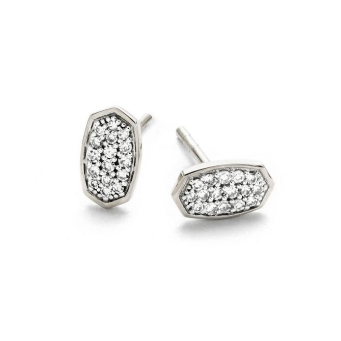 Kendra Scott Marisa Stud Earrings in White Diamond and 14K White Gold