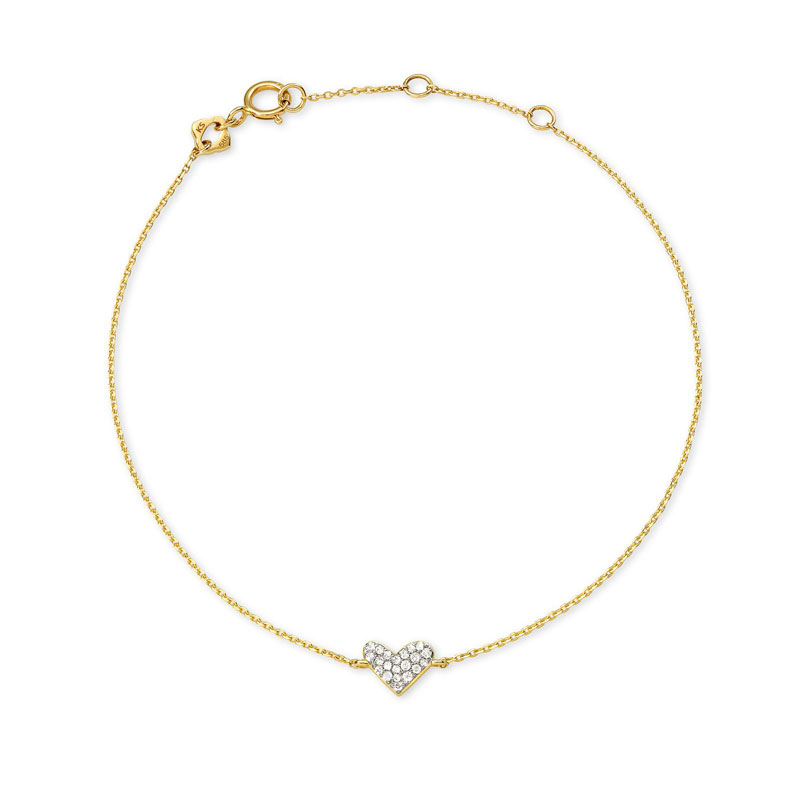 Kendra Scott Heart 14k Yellow Gold Chain Bracelet in White Diamond