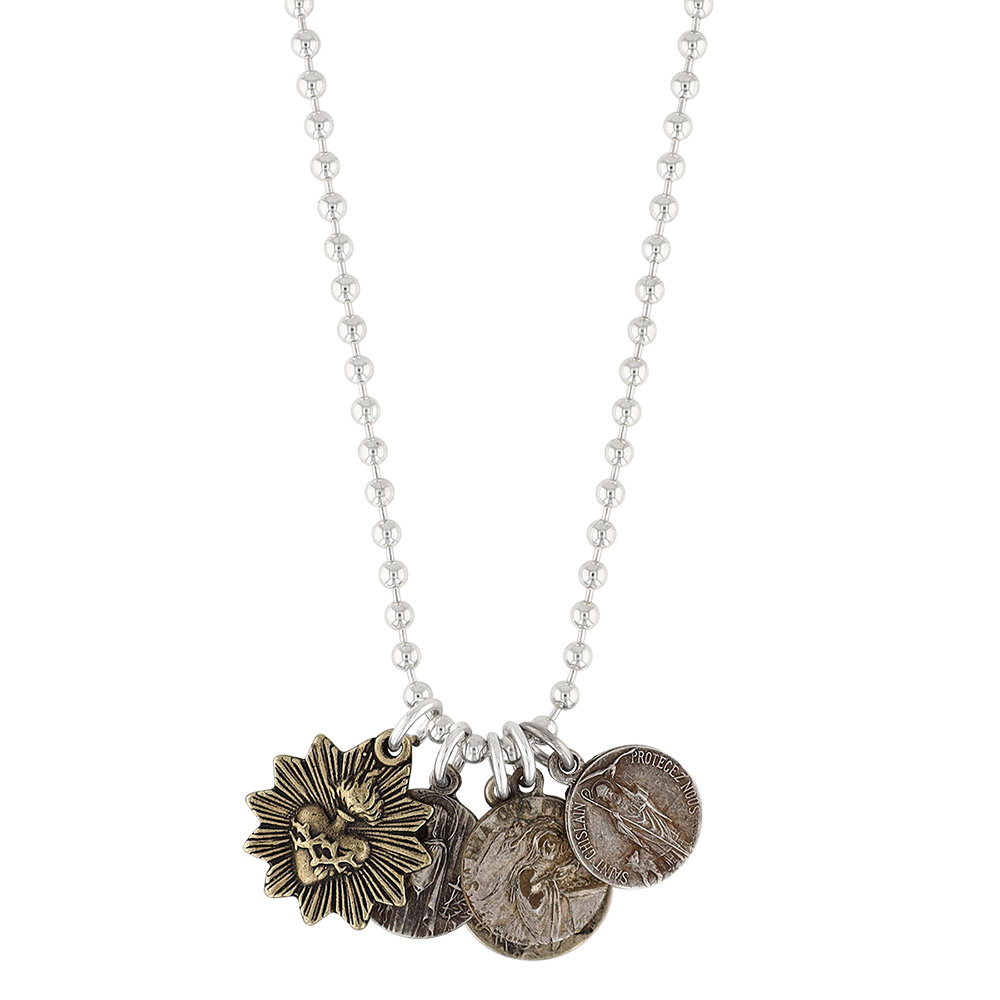 Miracle Icons by Mary Jo Pane Multi Charm Light Silver Tone Ball Chain Necklace