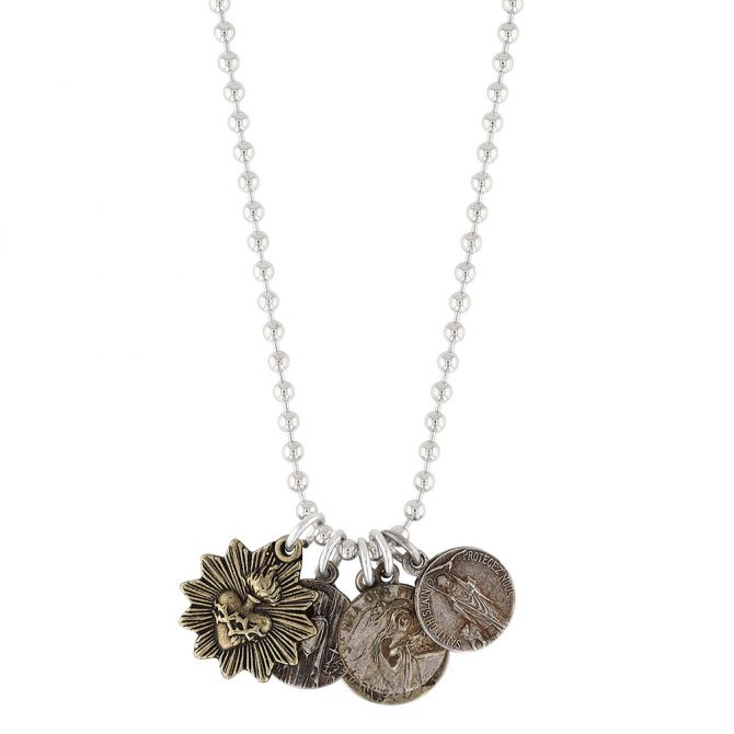 Miracle Icons by Mary Jo Pane Multi Charm Light Silver Tone Ball Chain Necklace