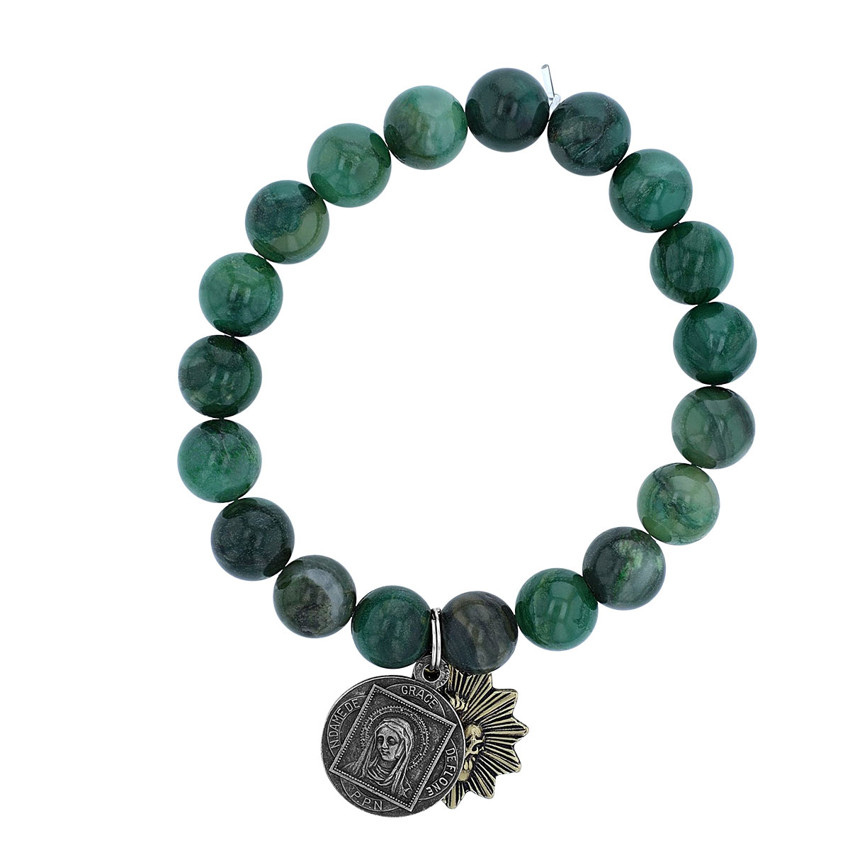 Miracle Icons by Mary Jo Pane 10mm African Jade Bracelet