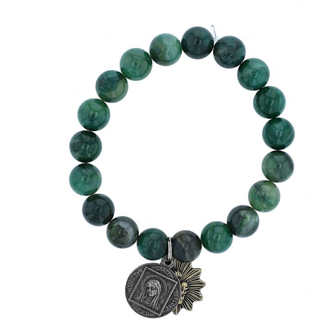 Miracle Icons by Mary Jo Pane 10mm African Jade Bracelet