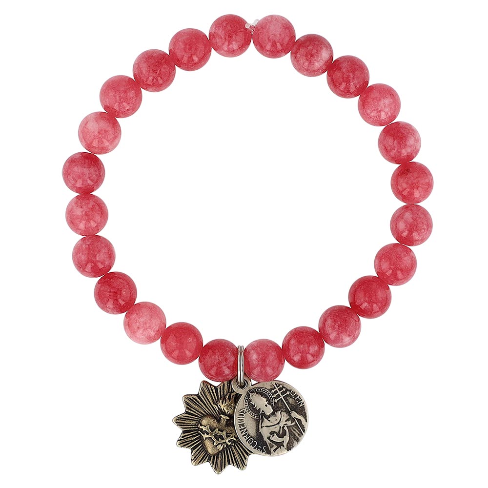 Miracle Icons by Mary Jo Pane Rosy Jasper 8mm Beaded Bracelet