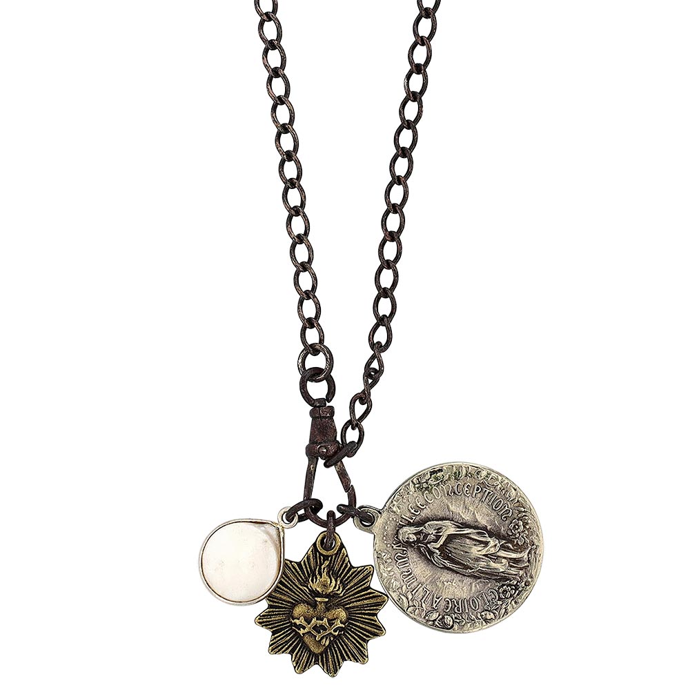 Miracle Icons by Mary Jo Pane Oxidized Link Chain Fresh Water Pearl Necklace, 26