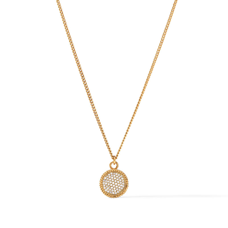 Julie Vos Fleur De Lis Solitaire Necklace in Pave