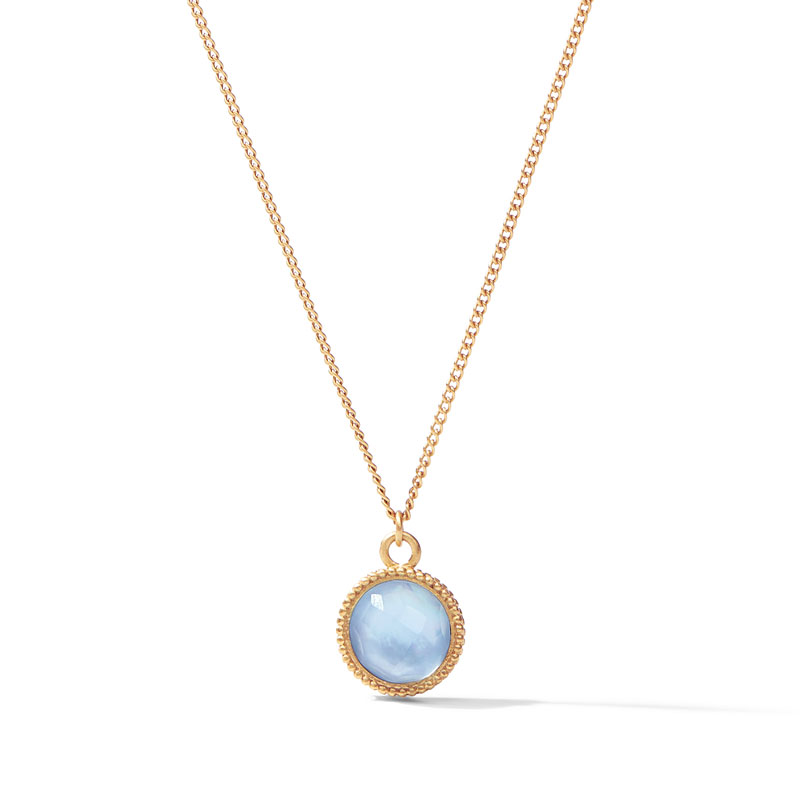Julie Vos Fleur De Lis Solitaire Necklace in Iridescent Chalcedony Blue