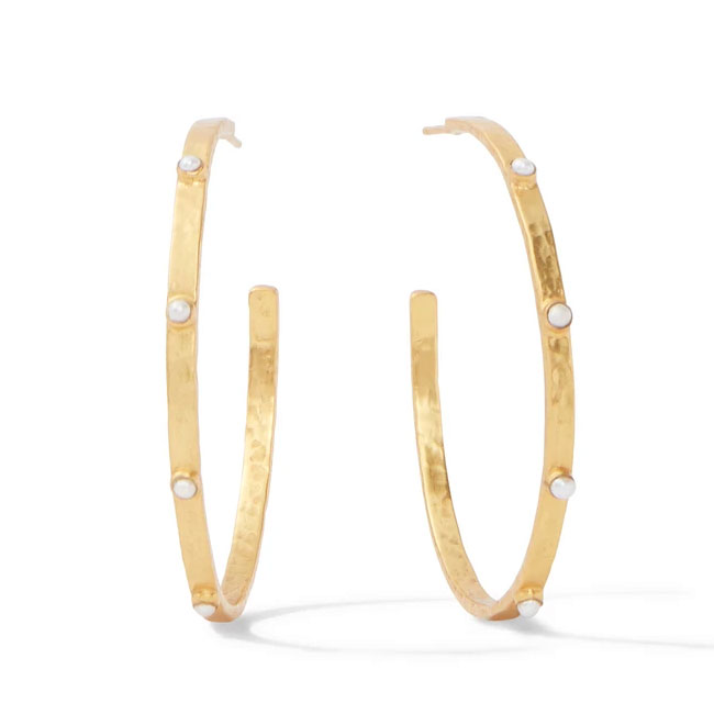 Julie Vos Crescent Stone Pearl Hoop Earrings, Large