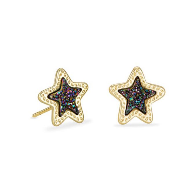 Kendra Scott Jae Star Gold Tone Stud Earrings in Multi Drusy