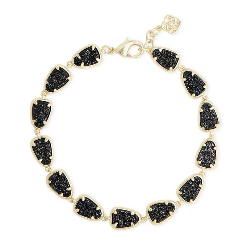 Kendra Scott Susanna Gold Tone Link Bracelet in Black Drusy
