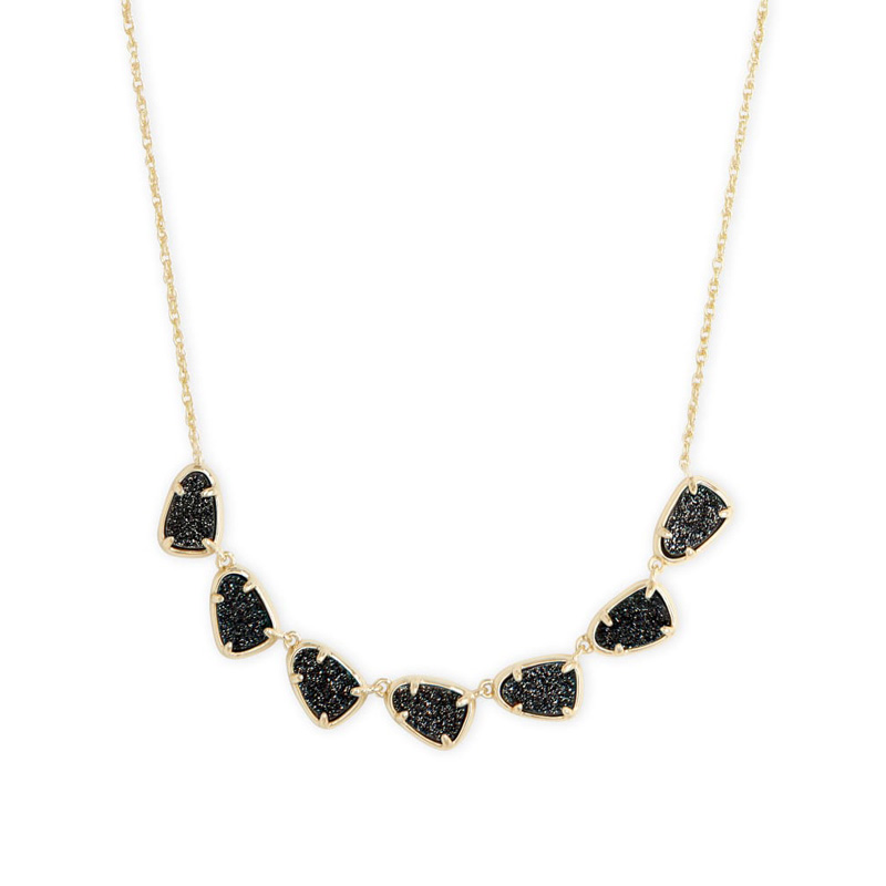 Kendra Scott Susanna Gold Tone Collar Necklace in Black Drusy