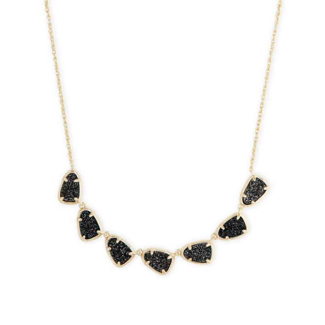 Kendra Scott Susanna Gold Tone Collar Necklace in Black Drusy