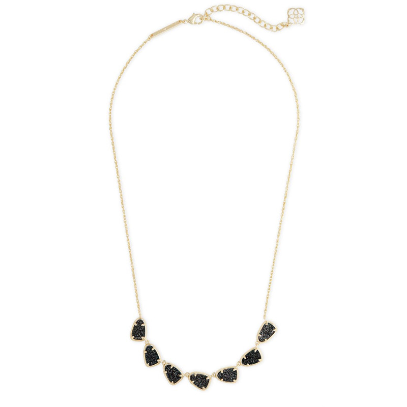 Kendra Scott Susanna Gold Tone Collar Necklace in Black Drusy
