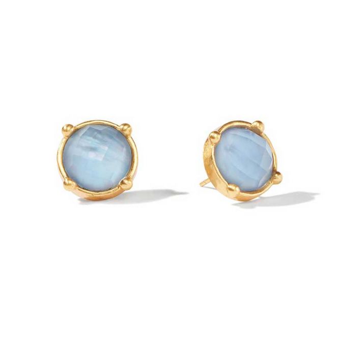 Julie Vos Honey Stud Earrings in Iridescent Chalcedony Blue