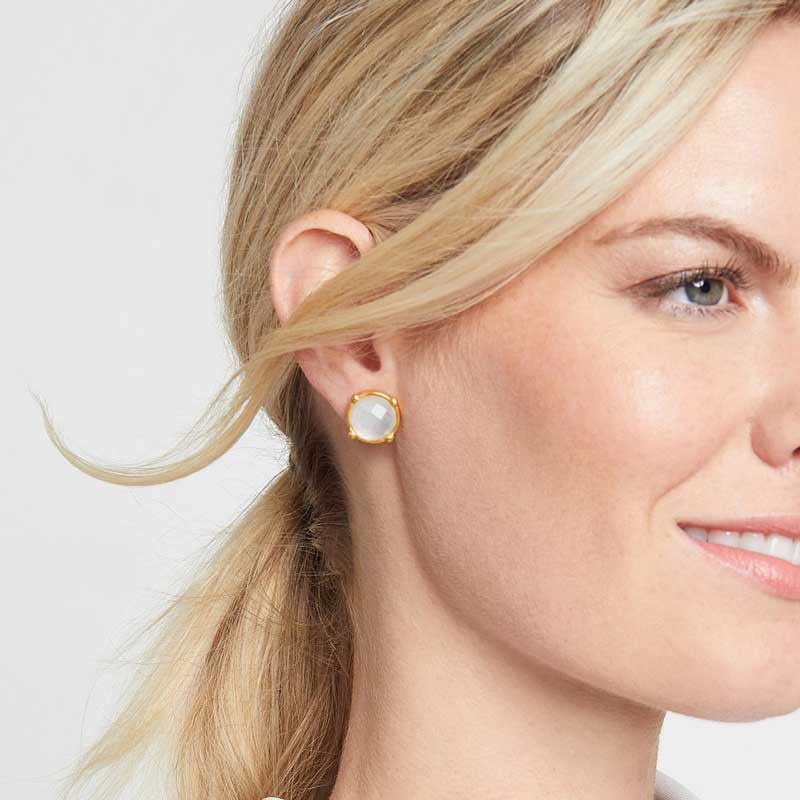 Julie Vos Honey Stud Earrings in Iridescent Clear Crystal