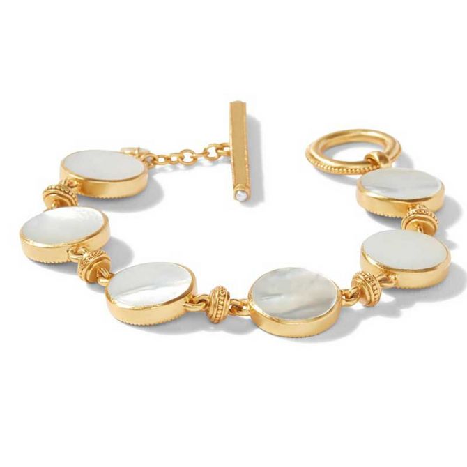 Julie Vos Coin Double Sided Bracelet in Mother of Pearl