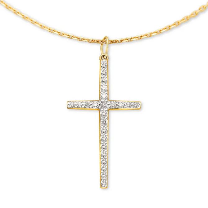 Kendra Scott Large Cross 14k Yellow Gold Pendant Necklace in White Diamond