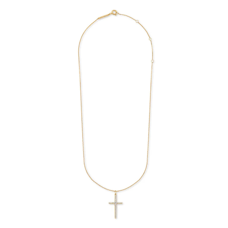 Kendra Scott Large Cross 14k Yellow Gold Pendant Necklace in White Diamond