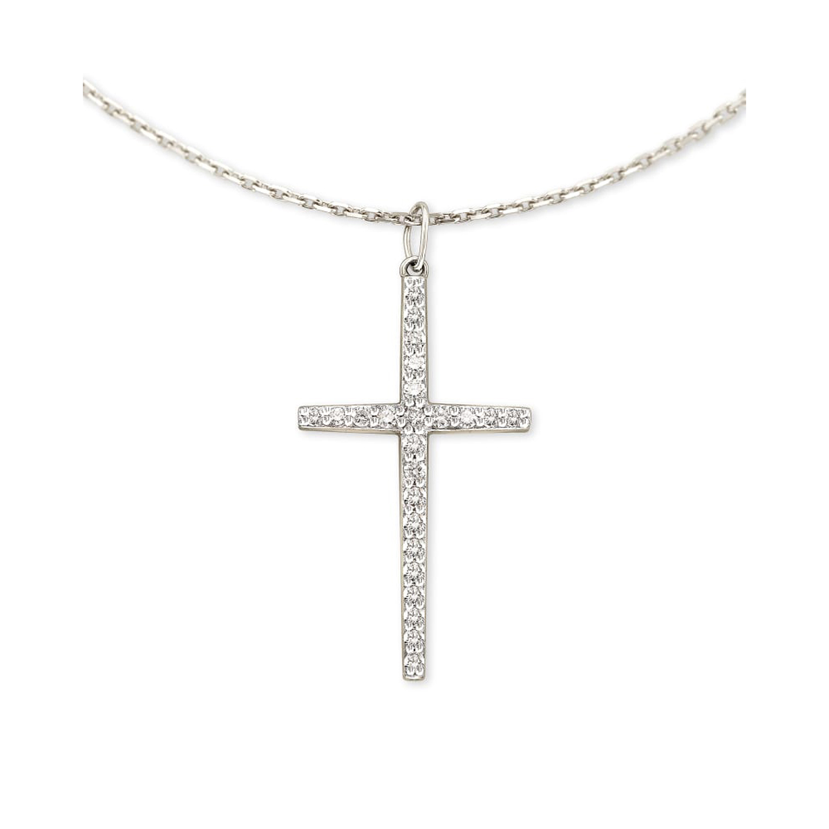 Kendra Scott Large Cross 14k White Gold Pendant Necklace in White Diamond