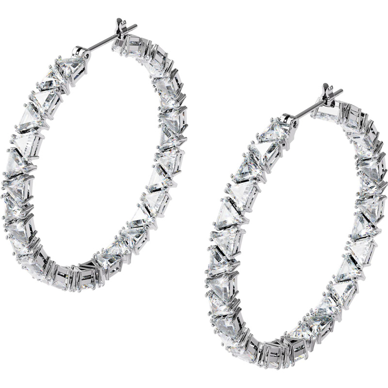 Swarovski Millenia Triangle Zirconia Hoop Earrings