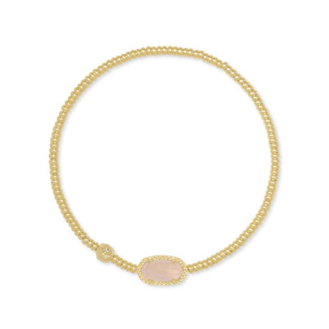 Kendra Scott Grayson Gold Tone Stretch Bracelet in Rose Quartz
